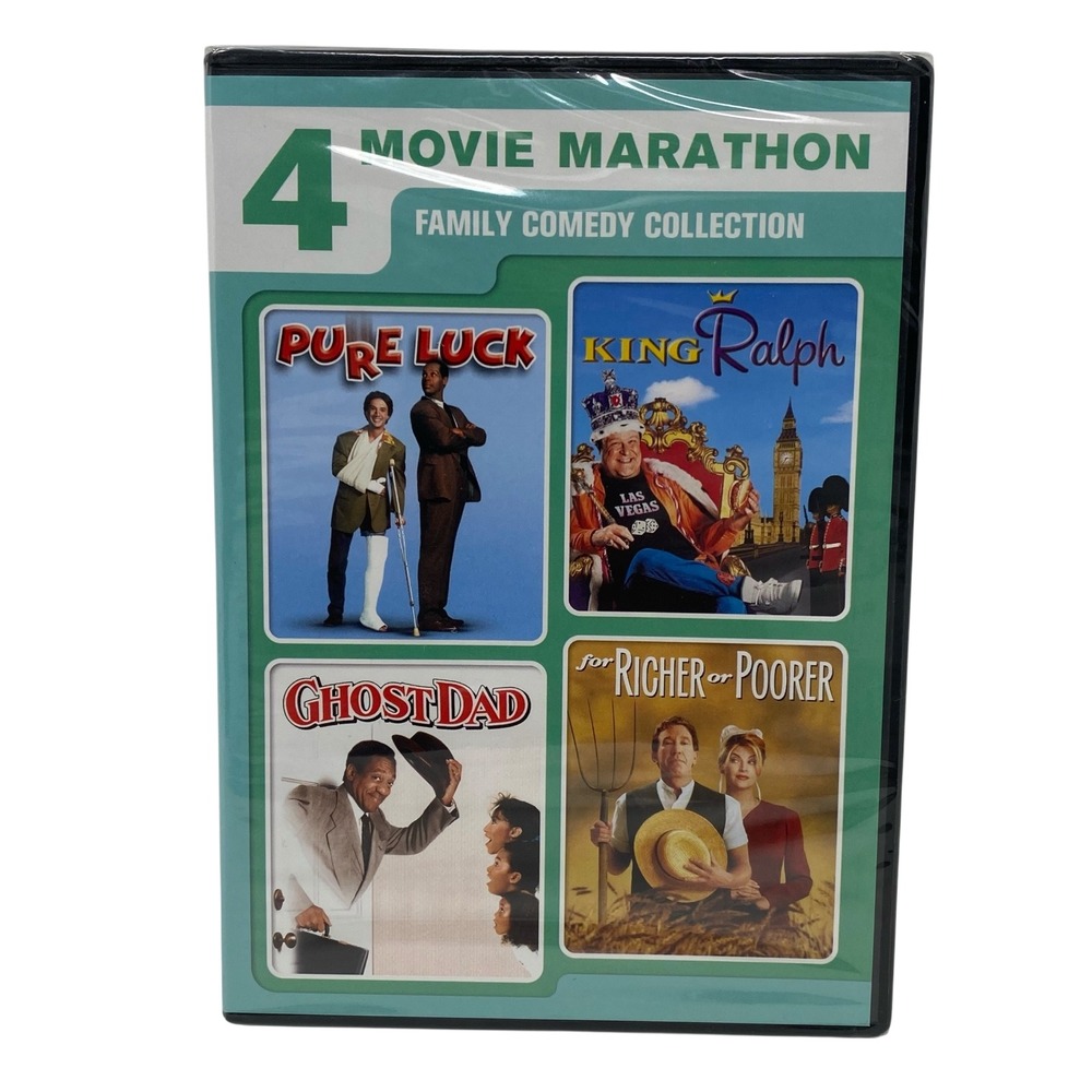 4 Movie Marathon Family Comedy Collection DVD Pure Luck King Ralph Ghost Dad New